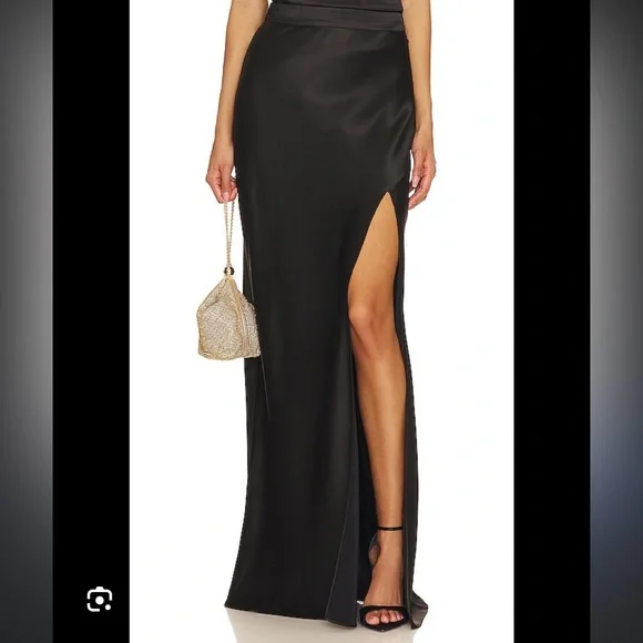 NICHOLAS Dierra Maxi Skirt With Slits in Black - Picture 2 of 10
